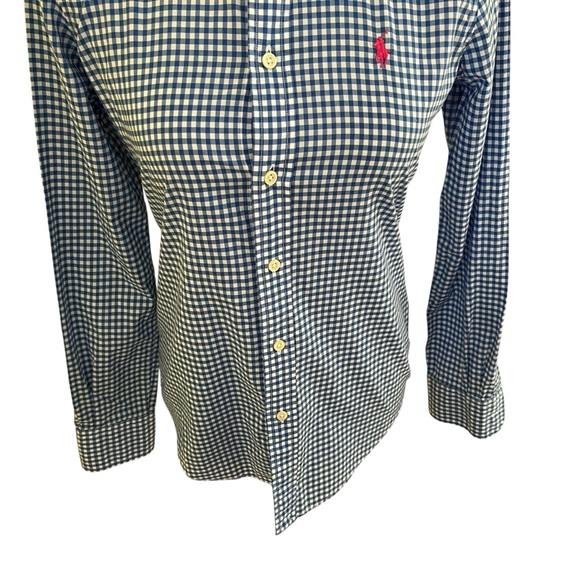 Ralph Lauren Blue/White Gingham Check Button Down Shirt 2 - Picture 3 of 7